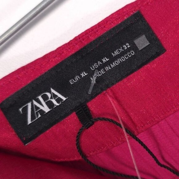 NWOT ZARA Women's Trouser Pants XL Wide Leg Wrinkle Flare Satin Pink 8764/509 - Picture 2 of 11